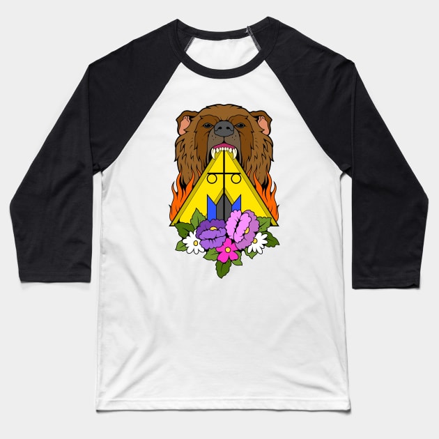 Burning Bear Temple Baseball T-Shirt by Creative Terror